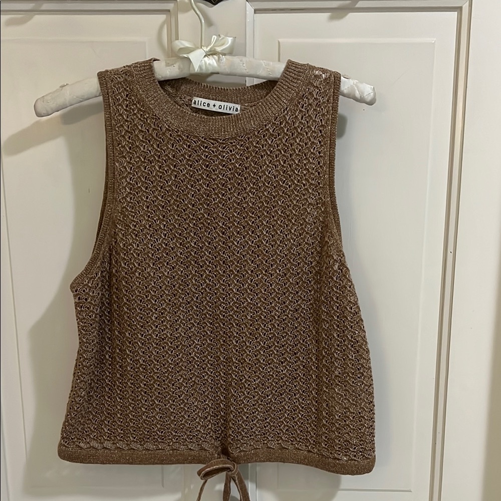 Alice + Olivia Brown Sleeveless Crop Tank Top